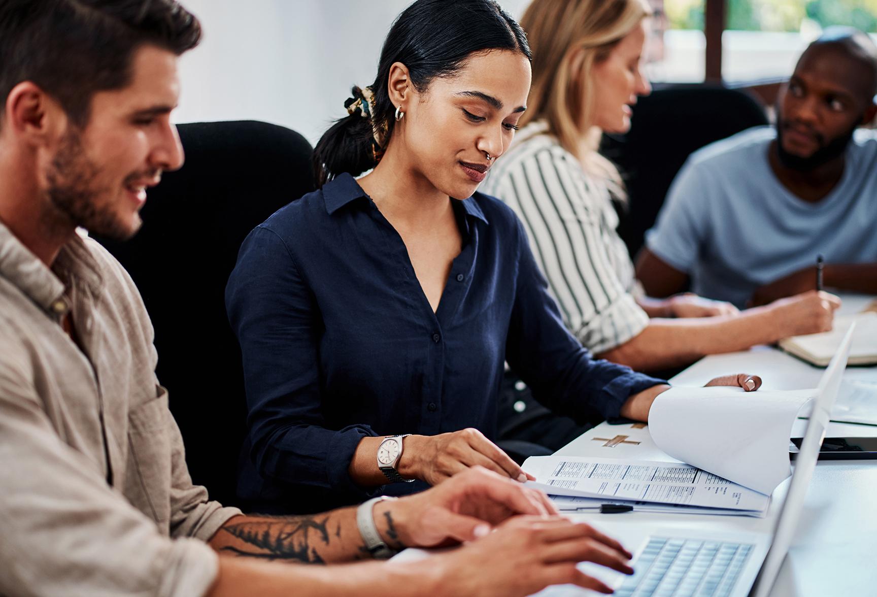 Employees working together